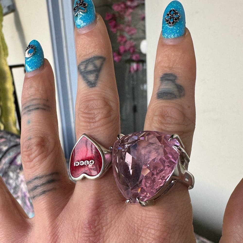 Swarovski Sterling Silver Ring w/ Huge Pink Gemstone